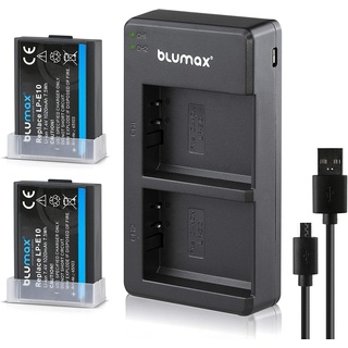 Blumax 2X Akku 1020mAh LP-E10 kompatibel mit Canon EOS 2000D 1300D 1200D 1100D 4000D + Slim Dual-Ladegerät LPE10 LC-E10E