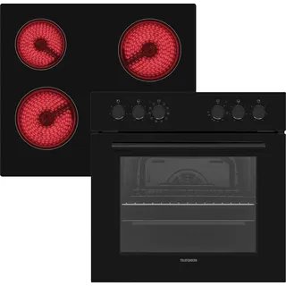 Telefunken ECH65A-B2 Einbauherd-Set | Backofen mit Grill & Umluft | Glaskeramik-Kochfeld