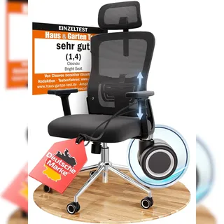 clouvou BrightSeat Bürostuhl Ergonomisch Schwarz