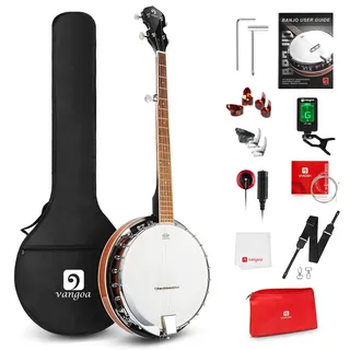 Vangoa Banjo 5-Saiten Vollgröße Banjo-Set mit Resonator, Remo-Kopf, Anfänger-Banjo-Set mit geschlossenem Rückteil, Premium-Zubehör für Erwachsene, Teenager