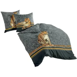 Traumschloss Bettwäsche Mako-Baumwolle, Mako-Satin, 2 teilig, Leopard Großkatze Raubkatze