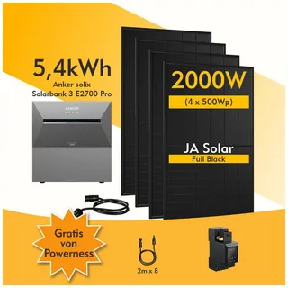 Anker SOLIX Solarbank 3 E2700 Pro 5,4 kWh inkl. BP2700 Erweiterungsakku + 4x 500W Solarpaneele + Smarter Zähler