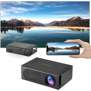 ZELURXX Mini Beamer, Tragbar, LCD LED, kabelgebundenen Bildschirmspiegelung, Unterstützt iOS und Android, Kompatibel mit Laptops/PC/Smartphone, Sc... - Schwarz