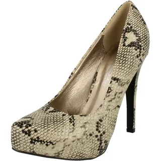 Spot On Damen Court Schuhe mit Schlangen Print (37 EU) (Taupe Schlangen Print) - 37 EU