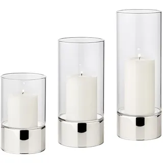 Edzard 3er-Set Windlicht Granada (Höhe 15/20/25 cm, silberfarben