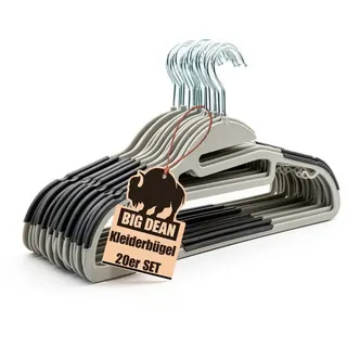 BigDean 20 Stück Kleiderbügel platzsparend antirutsch grau Kleiderbügel Kunststoff - robuste Bügel Hangers Clothes Kleiderbügel rutschfest Hangers Platzsparender Kleiderbügel