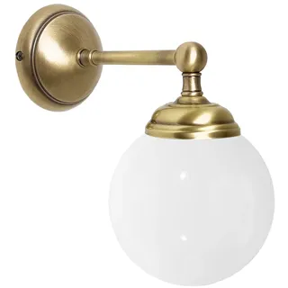 Wandleuchte Wandlampe Bad Messing Glas H: 23 cm E14 blendarm Spiegel Leuchte