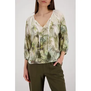 Monari Bluse Tropical Allover Grün 38