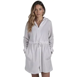 VIVISENCE Bademantel Baumwoll Mit Reißverschluss Weiches Und Warmes Material Perfekt Für Das Abendliche SPA 5012, Weiß,L - L
