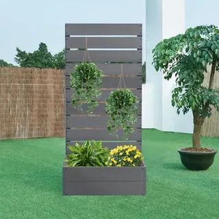 [en.casa] Pflanzkasten mit Sichtschutz Heerde 150 x 72 x 38 cm Grau