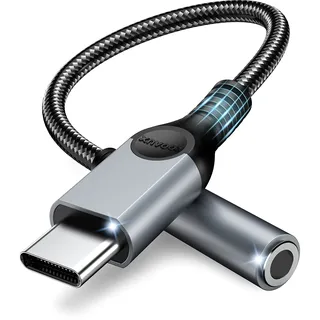 ZOOAUX USB C Klinke Adapter Aux USB C auf 3.5 mm Kopfhörer Adapter mit DAC Chip kompatibel mit iPhone 16/15, Galaxy S25/S24/S23 , iPad, Pixel,Huawei P60/50 (Grau)
