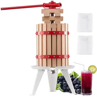 Vevor Obstweinpresse Obstmühle (6 L) mit Massivholzkorb mit 8 Blöcken, robuster manueller Entsafter, Apfelweinpresse Apfelpresse Traubenpresse Olivenölpresse mit Griff, Saftpresse für Küche