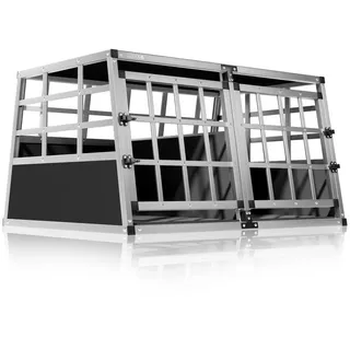 CADOCA Hundetransportbox XL robust verschließbar aus Aluminium Autotransportbox Tiertransportbox 89x70x51cm