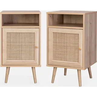 sweeek Nachtschrank 2er-Set 40 x 39 x 70 cm Beige