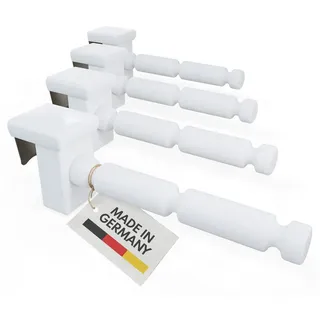 dekohaken24.de Fensterhaken Dekohaken Dekoklipp Fensterklipp mit Distanzhalter, weiß, für einen Klemmbereich (Rahmenstärke des Fensters/Fensterdicke) von 10-27 mm, (4-St), für Weihnachtssterne, Lichterketten, Kränze, Kugeln uvm. weiß L