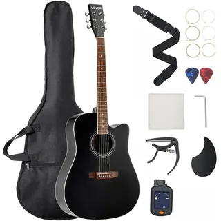 Vevor Elektro Akustische Gitarre Cutaway, Solo Anfängerpaket 1041,4 mm, (41 inch) Schwarz