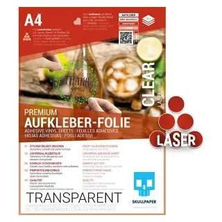 Skullpaper SKULLPAPER® Klebefolie transparent zum Aufkleben und selbst Gestalten - für Laserdrucker (A4-10 Blatt)