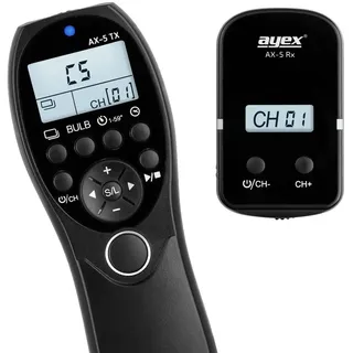 ayex Funk Timer-Fernauslöser AX-5 Kompatibel mit Canon N3 EOS R5 1D X Mark II 5D Mark IV 5DS 6D 7D Mark II Low/High Speed Serienbilder Bulb zeitgesteuertes Auslösen