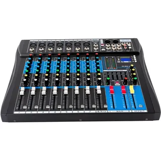 8 Kanal Audio Mixer, Professionelles 8 Kanal Stereo Sound Mischpult Sound Board Konsole Mischpult, Digital Audio Mixer Verstärker