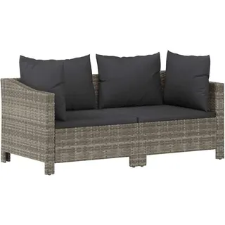 vidaXL Polyrattan Lounge-Set 2-tlg. mit Kissen grau