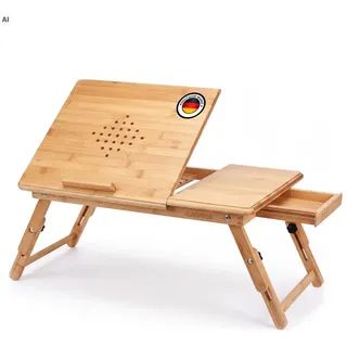 CASARIA CASARIA® Laptoptisch Betttisch Bambus Höhenverstellbar