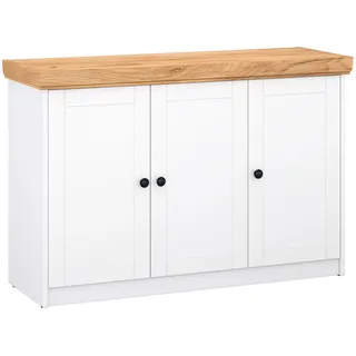 Homestyle4u Sideboard 135 x 82 x 42 cm weiß / eiche