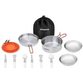 KingCamp Camping Kochset Adventurer I Pro Koch Geschirr Set Stahl Topf Pfanne