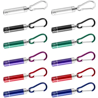 Yuragim 12 Pcs Mini Taschenlampe Schlüsselanhänger, Kinder Mini LED Taschenlampe Bunte Aluminium Kleine Handlampe, Tragbare Minitaschenlampe Geschenke für Outdoor,Camping, Mitgebsel Kindergeburtstag