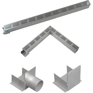 MD technic Alu-Slimline Entwässerungsrinne 100 cm Aluminium Rinne & Rost, Silber eloxiert, 60 mm Breite, 80mm Hoch, für Terrasse & Garten (Rinnenelement 100 cm)
