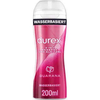 Durex 2 in 1 Massage- und Gleitgel Guarana – Mit geschmeidiger Textur für Ganzkörpermassagen & Intimbereich – 200 ml (1er Pack)