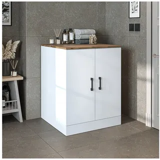 roomart ROOMART, Badezimmer, Waschmaschinenschrank, Waschturm, Waschmachinenregal, Waschmaschinenüberbau - BHT: 70 x 180 x 69 cm (ohne Oberschrank, Weiß Eiche)