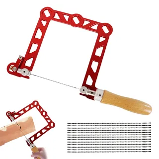 Laubsäge, Laubsäge Set mit 13 Ersatzblatt,5in Laubsäge Dekupiersäge,Multidirektionales Schneide-Handwerkzeug,Metallsäge Bogensäge für Holzarbeiter,Laubsäge für Holz,Kunststoff,Gummi,Weiches Metall