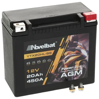 Motorradbatterie Novelbat YTX20HL-BS 12V 20Ah 450A Roller Batterie wartungsfrei