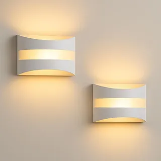 Homefire LED Wandleuchte Innen Wandlampe - 2ER 5W Weiß Modern Design Wandbeleuchtung Wohnzimmer 3000K Up and Down Leuchten Flur Lampe Wand Aus Metall+Acryl Wandlicht für Schlafzimmer Treppenhaus