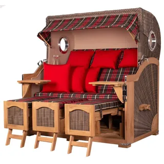 Mr. Deko bene living Strandkorb Komplettset Ammersee Grande XXL Teak PE grau Modell 529