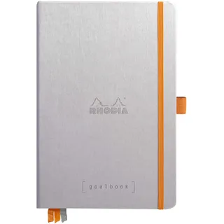 Rhodia 118771C GoalBook (DIN A5, 14,8 x 21 cm, 120 Blatt, dot-Lineatur, 90 g, elegant und praktisch) 1 Stück, Silber