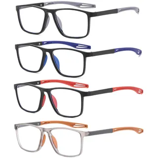 Suertree Blaulichtfilter Lesebrille Unisex Lesebrillen Sportlich Modische Brillen Leichte Bequeme Lesebrillen Anti Blau licht Lesebrille 4 Stück Vielfarbig 1.0X