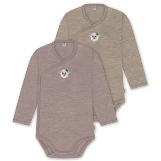 normani Outdoor Sports 2er Pack Bio Baby-Body Langarm Wickelbody in Rosa/Beige | Gr.: 86