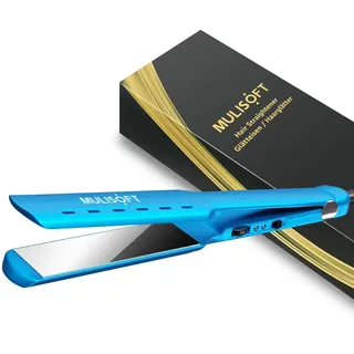 MULISOFT Glätteisen Professionelle für Locken und Glätten, 45mm Breite Nano Titanplatten Haarglätter, 15s Schnellaufheizung, 150-230°C, für Nasses und Trockenes Haar (himmelblau)