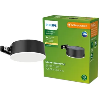 Philips Outdoor Solar Vynce Wandleuchte 1.5W, Tageslichtsensor, rund, schwarz