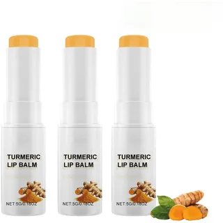 Lippenaufhellender Balsam für dunkle Lippen, Kurkuma-Lippenbalsam für Raucher, Lippenpeeling für dunkle Lippen zum Aufhellen, feuchtigkeitsspendender Lippenaufheller für Raucher (3PCS)
