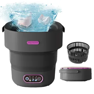 Mini Waschmaschine, 13L 2 in 1Faltbare Klein Waschmaschine Camping Mit Schleuder, Abnehmbarer Trockenkorb, 3 Modi Tiefenreinigung Portable Washing Machine Für Schlafsäle, Wohnmobil, 2,5 kg Leicht