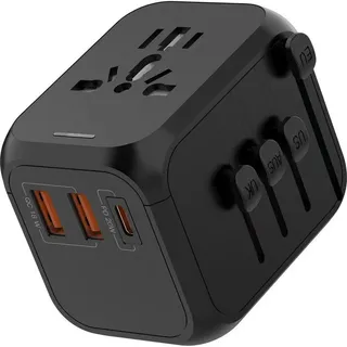 Jalleria - Universeller weltweiter Reiseadapter mit PD20W, 2 usb, 1 usb c und 1 AC-Steckdose, internationaler Steckeradapter, für Deutschland, usa,