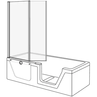 DUSCHOLUX Step-in Pure Faltduschwand 2-teilig, Anschlag links, für 170x75 Badewanne, Duschkabinen, 421320151551070,