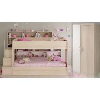 Parisot Jugendzimmer-Set »Bibop«, (Set, 2 tlg., Etagenbett, Schrank), braun