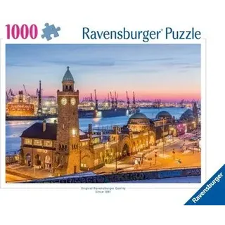 RAVENSBURGER 905614 Puzzle 1000 Teile Hamburg Abendstimmung St. Pauli Landungsbrücken