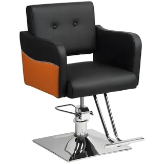 Rutaqian Stuhl Friseurstuhl, Höhenverstellbarer Barber Stuhl mit Hydraulikpumpe, Ergonomischer Friseurstuhl, Schwerlaststuhl bis 150 kg, Metall Rahmen schwarz