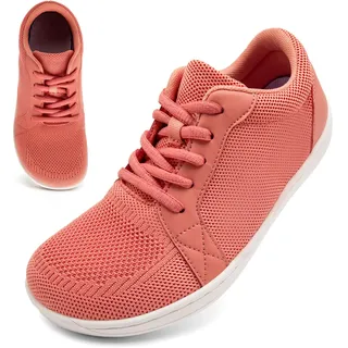 ZGPWZWL Barfuss Schuhe Damen Leichte rutschfeste Hallenschuhe BarfußSchuhe Mit Breiter Zehenbox Laufschuhe Barfuß Sneaker Minimalistische Sportschuhe Atmungsaktiv Turnschuhe Watermelonrot Größe37 - 37 EU Weit