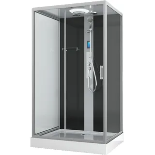 SANOTECHNIK BOSTON Komplettdusche mit Schiebetür 90 x 215 cm grau/schwarz/silber