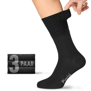 Piarini 3 Paar Damensocken ohne gummibund 39 42 schwarz Diabetikersocken Damen extra weit socken ohne naht an den zehen geeignet für diabetiker weiter bund venenfreundlich für geschwollene Füße - 39-42